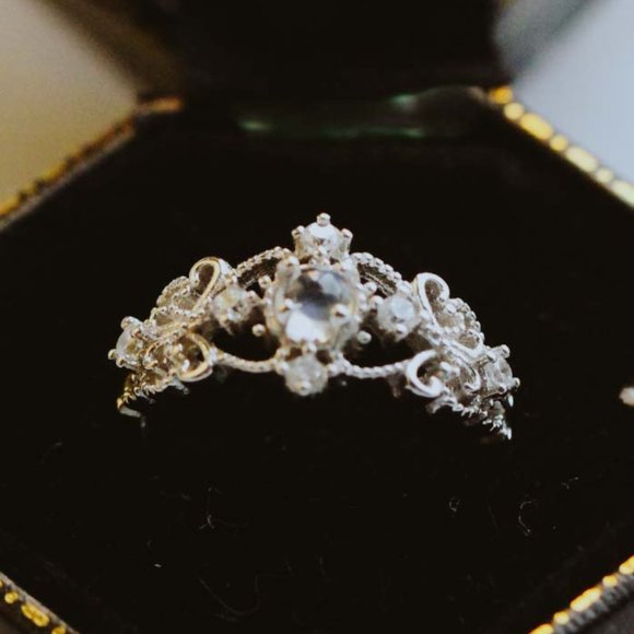 Moonstone Jewelry - Sterling Silver Authentic Moonstone Crown Ring for Her Resizable